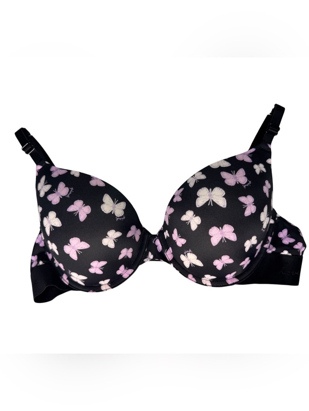 PINK Victoria’s Secret Push-Up Bra 38B Underwire Black Butterflies NEW